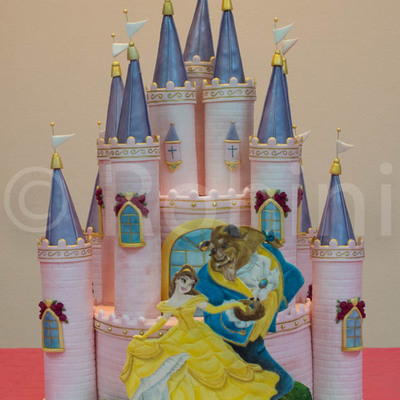 The Request Was For A Light Pink Castle Cake With Beauty And The Beast Both Tiers Are Chocolate Layer Cakes Filled With Dark Chocolate Mous...