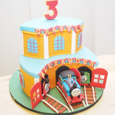 My First Ever Thomas The Train Cake Made For My Sons 3Rd Birthday His Request Was For A Chocolate Cake Covered In Orange Sugarpaste With T...