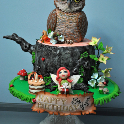 Fairy Forest Cake With Sculpted Owl For My Daughters Birthday Chocolate Mud With Ganache The Tree Is Covered With Fondant And Modeling Ch Fairy Forest Cake With Sculpted Owl For My Daughters Birthday Chocolate Mud With Ganache The Tree Is Covered With Fondant And Modeling Ch
