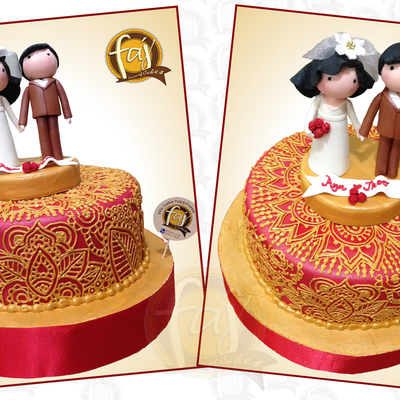 They Wanted A Multi Layered Cake But Since This Cake Had To Fly All The Way To Singapore They Settled For A Simple Yet Elegant Henna Design... They Wanted A Multi Layered Cake But Since This Cake Had To Fly All The Way To Singapore They Settled For A Simple Yet Elegant Henna Design...