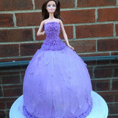 Barbie Doll Cake Full Sized Doll In Stacked Carved Cake Vanilla Cake Pineapple Filing Buttercream Icing My Daughter Loved The Look Of