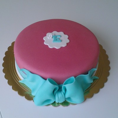 Simple Blue Bow Birthday Cake Simple Blue Bow Birthday Cake