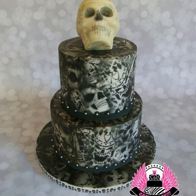 Airbrushed Skulls Birthday Cake For A Harley Davidson Lover The Leather Bands Around The Tiers Have Silver Studs To Look Like The Trim O Airbrushed Skulls Birthday Cake For A Harley Davidson Lover The Leather Bands Around The Tiers Have Silver Studs To Look Like The Trim O