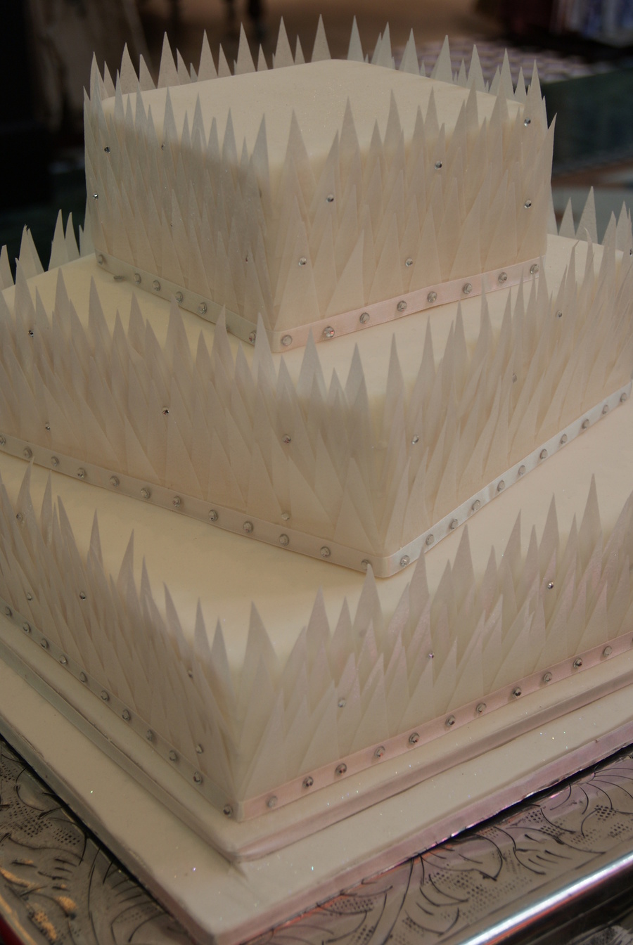 3 Tiered Dummy Cake Covered In Fondant Rice Paper Shapes With Some