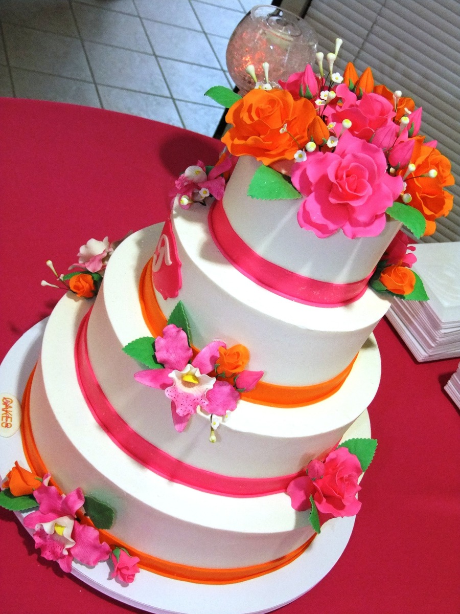 Pink And Orange Floral on Cake Central Pink And Orange Floral on Cake Central