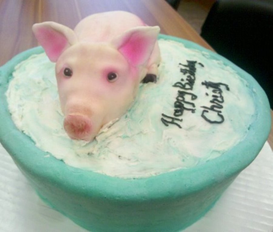 Pig In A Pool Birthday Cake