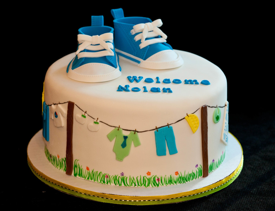 Converse Baby Shoes And Clothesline Cake - CakeCentral.com
