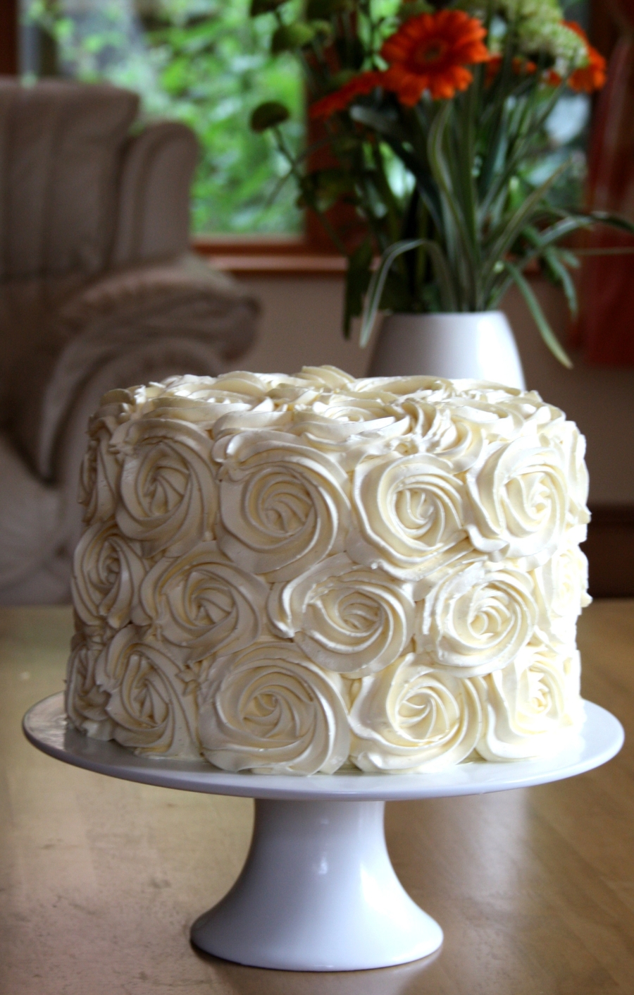 Rose Frosting Rainbow Cake