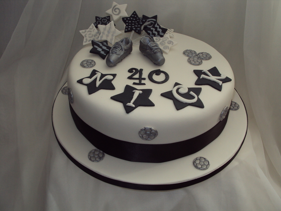 Black, White & Silver 40Th Birthday Cake - CakeCentral.com