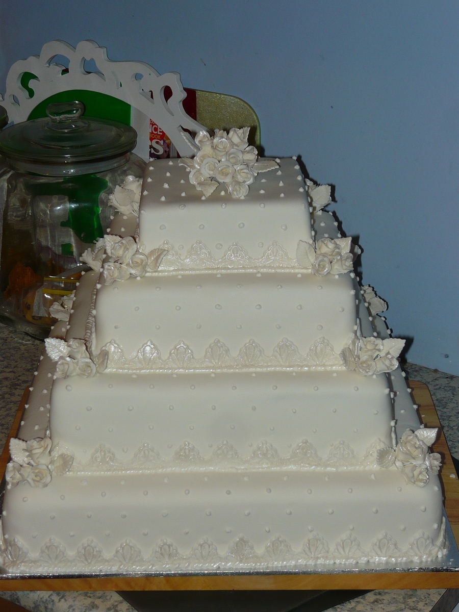 Multi Tiered Square Wedding Cake Art Deco Style ...