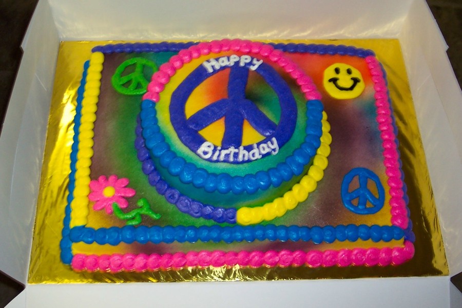 Tie Dye Peace Sign Cake - CakeCentral.com