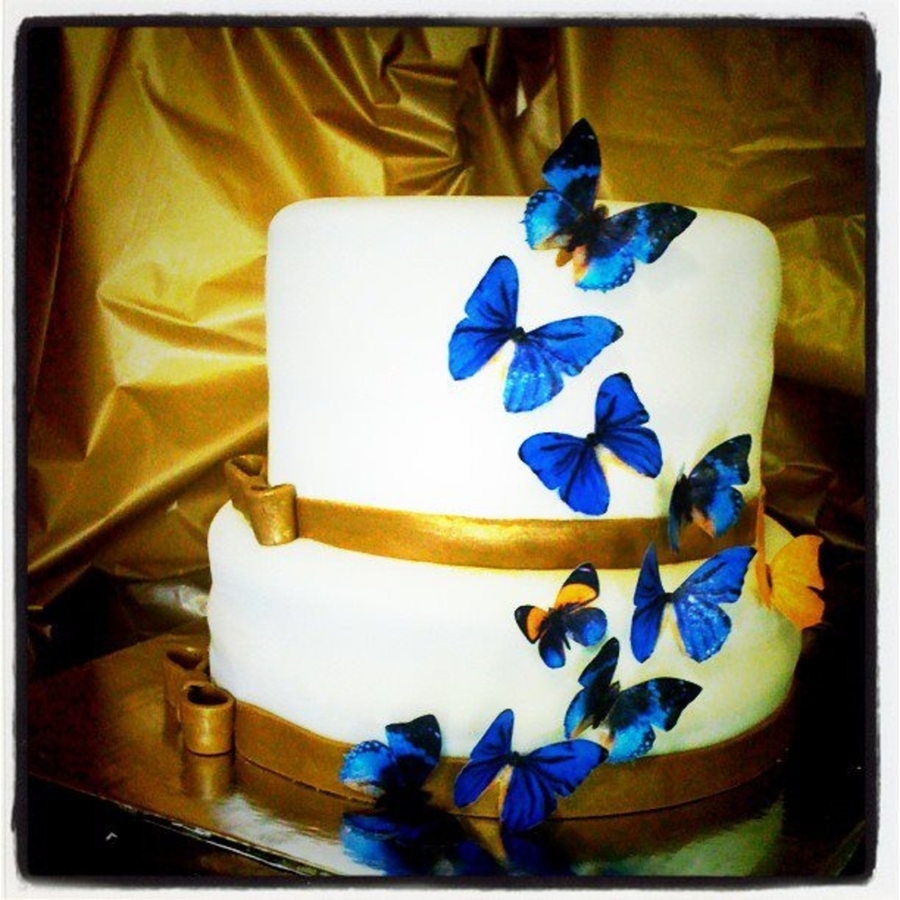 Golden Blue Butterfly Wedding Shower on Cake Central Golden Blue Butterfly Wedding Shower on Cake Central