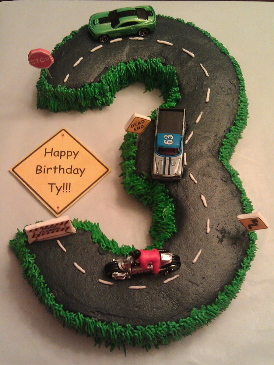 Number 3 Cake Road Cars CakeCentral