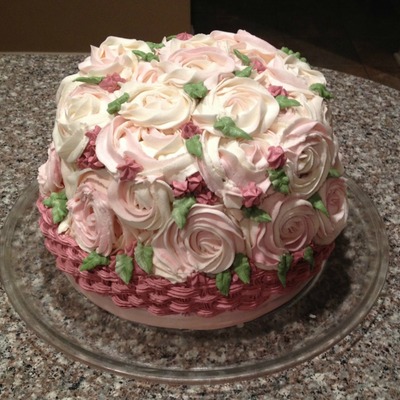 Rose Cake Over Basketweave Rose Cake Over Basketweave