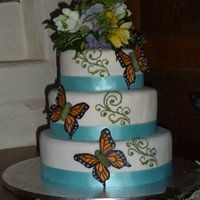 Butterfly Wedding Cake A butterfly wedding cake for my brothers wedding.Hand painted pastillage butterfly wings - but I wasn't happy about the bodies, too...