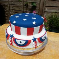 America Cake A cake made for a farewell party for friends just about to move over to America - could also double as a 4th of July cake.The blue fondant...