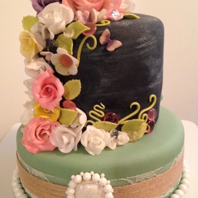 Chalkboard And Roses Cake Chalkboard And Roses Cake