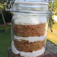 Cake In A Jar Carrot cake with cream cheese frosting cake in a jar! available in my Etsy shop www.etsy.com/shop/SugarCoatedElephant
