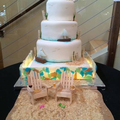 Lake Michigan Beach Wedding Cake