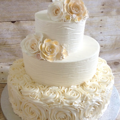 Buttercream Textured And Rosettes on Cake Central