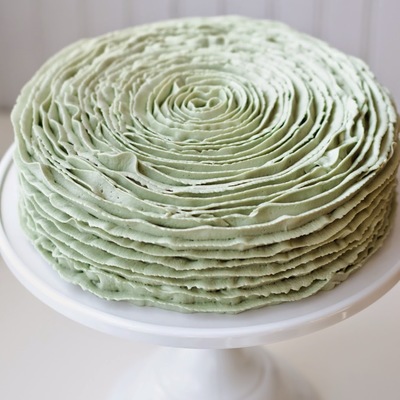 Matcha Green Tea Ruffle Cake on Cake Central