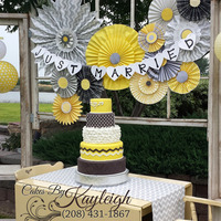 5 Tier Shabby Chic Wedding Cake Helped the bride design this five tier cake by compiling photos of other wedding cakes she loved.