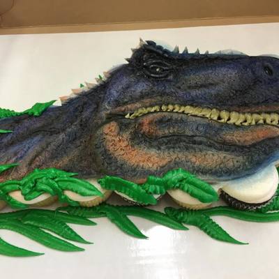 Buttercream Dinosaur Cupcake Cake on Cake Central