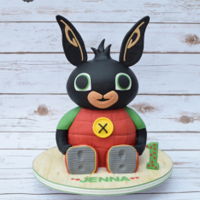 It's A Bing Thing 3D Bing Bunny cake. Bing is a cartoon for young children showing on CBeebies in the UK