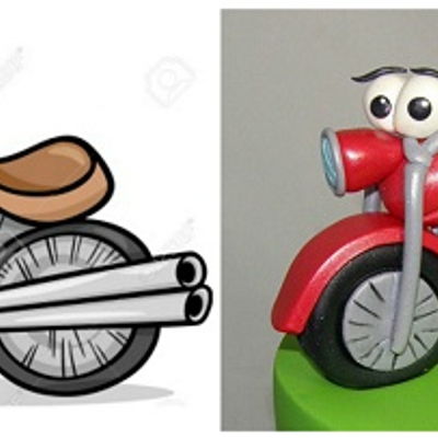 Cartoon Motorbike 1St Birthday Cake