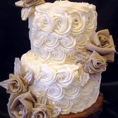 Rosettes & Burlap Wedding Cake Rosettes & Burlap Wedding Cake