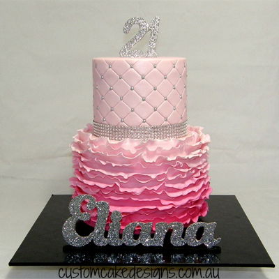 Pink Ombre Ruffle Cake Pink Ombre Ruffle Cake