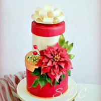 Christmas Cake Christmas cake with poinsettia