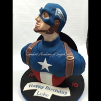 Captain America Created from Chocolate cake, rat, ganache, modelling chocolate
