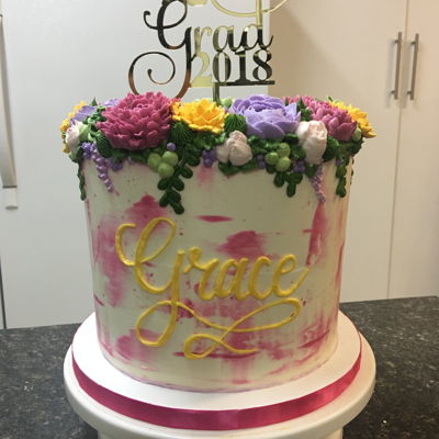 Floral Graduation Cake Floral Graduation Cake