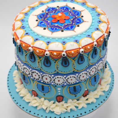 Mandala Cake For Anniversary I was inspired by this tile in Europe. Loved the color combination and decided to make a cake based on color and design. Instead of using a...