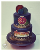 Avengers Infinity War Birthday Cake 2 tier fondant, airbrushed galaxy and planets.