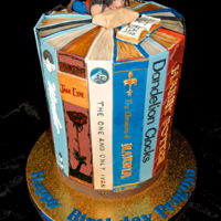 Books Cake Library book cake for an avid reader. They are some of her favourite titles all handmade fondant on a 6" double barrel cake. This is...