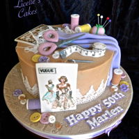 Sewing Themed Buttercream Cake A sewing themed chocolate buttercream cake for a friend. All decorations are handmade from fondant aside from the lace trim. I suppose that...