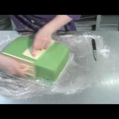 How to cover a square cake with fondant tutorial on Cake Central