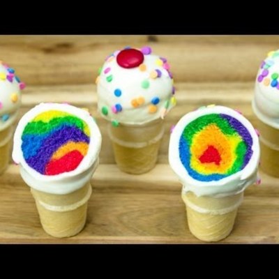 Ice Cream Cone Rainbow Cake Pops on Cake Central