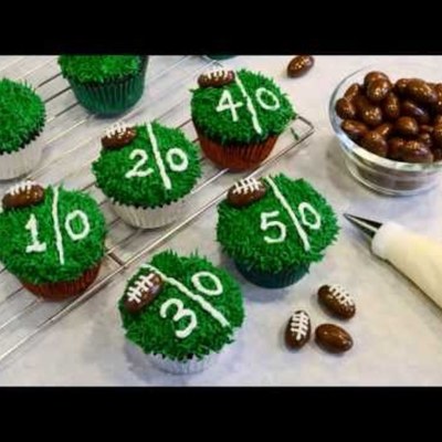 How To Decorate Chocolate Football Cupcakes on Cake Central