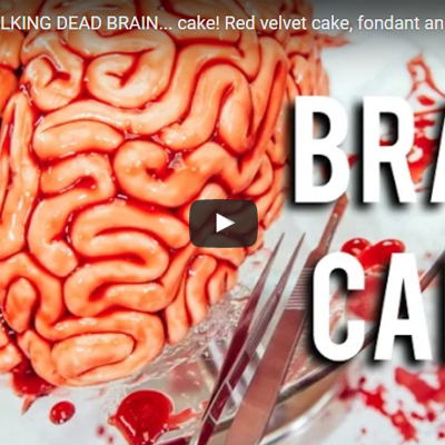 How To Make A WALKING DEAD BRAIN cake on Cake Central