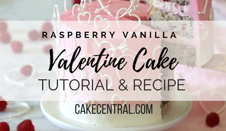 Raspberry Vanilla White Chocolate Buttercream Valentine Cake Tutorial & Recipe