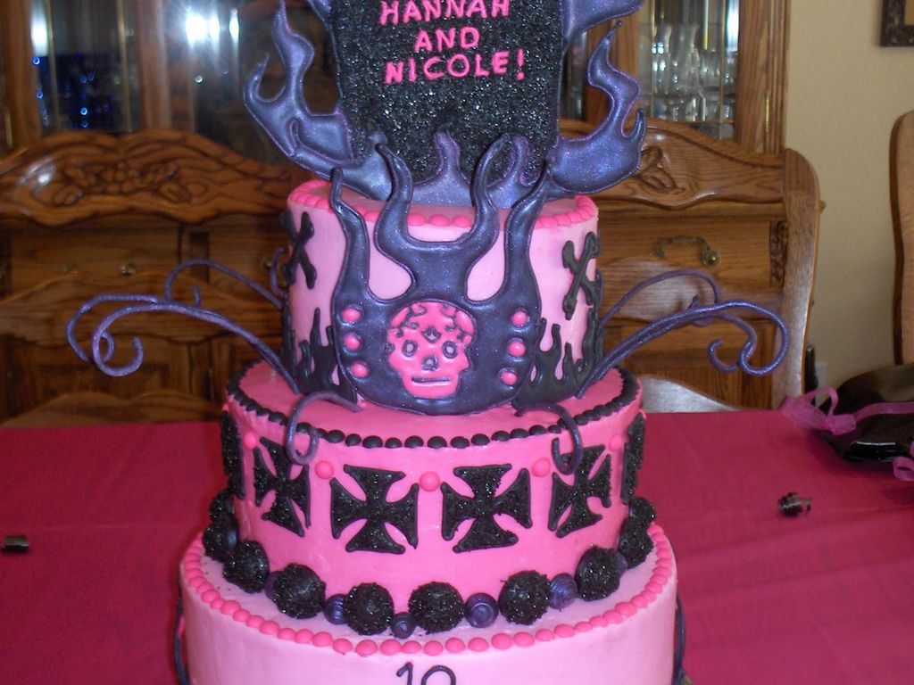 Pink And Black Skull And Flames Cakecentral Com