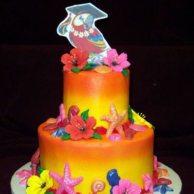 tropical flowers cake decorating