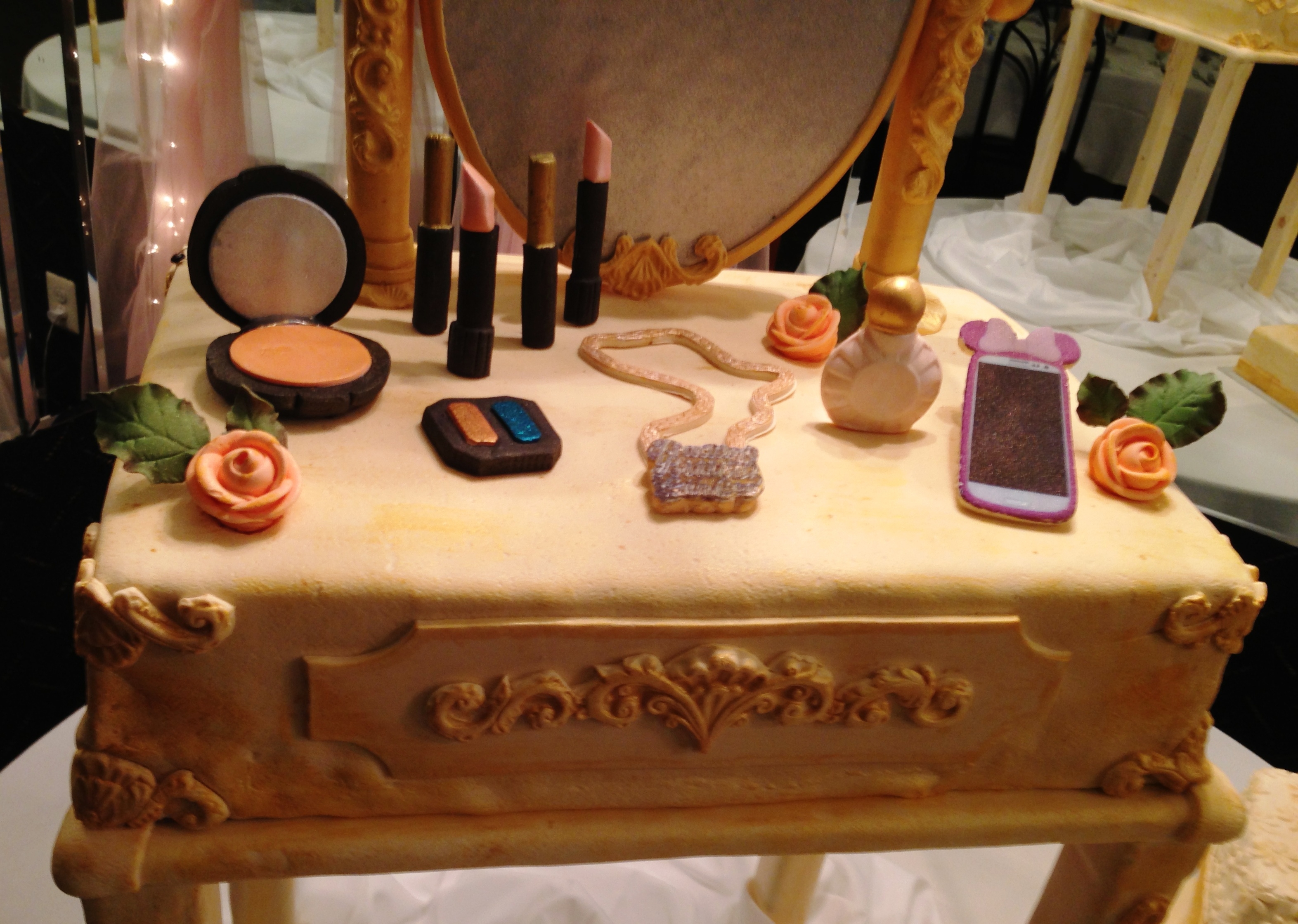 Vintage Inspired Vanity Table Birthday Cake