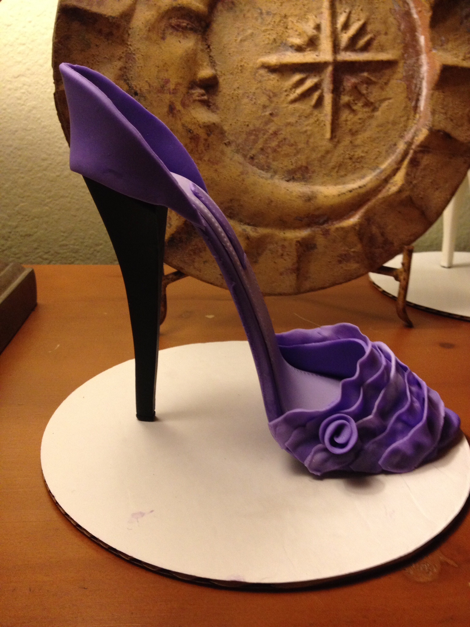 Purple Fondant Ruffle High Heel Shoe