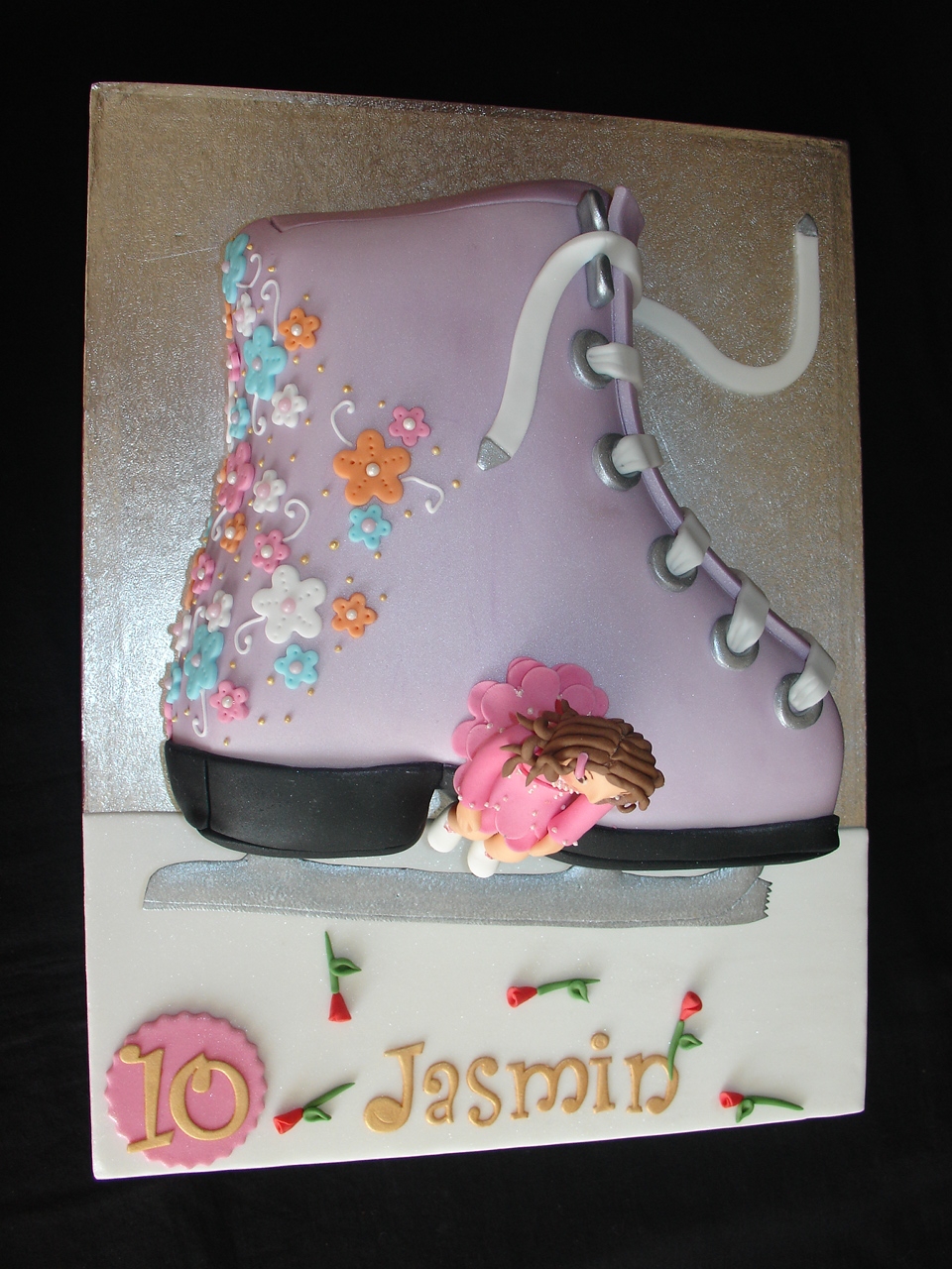 Purple Ice Skating Boot Fondant Cake