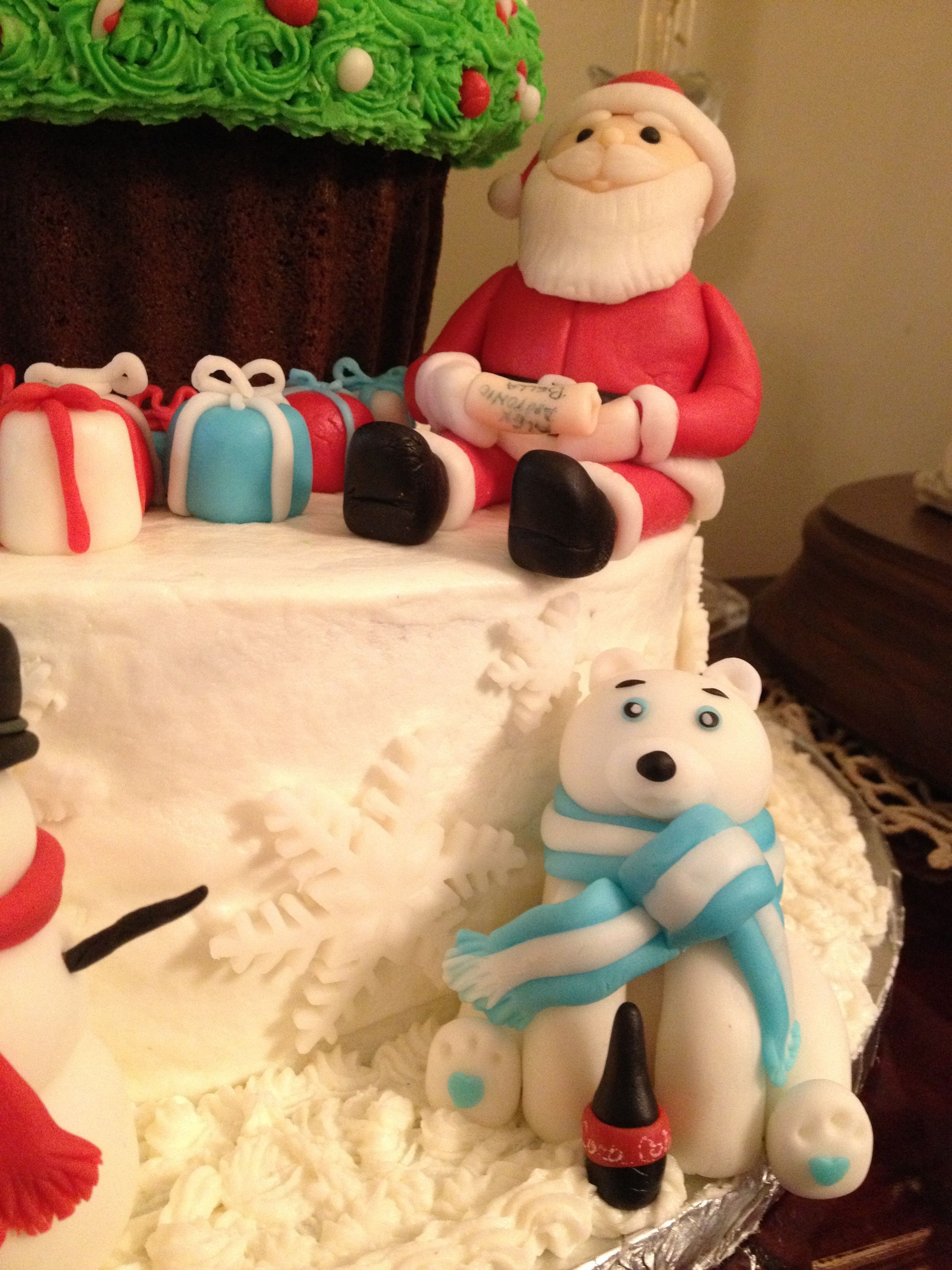 Christmas Cake With Handmade Marshmallow Fondant Figurines