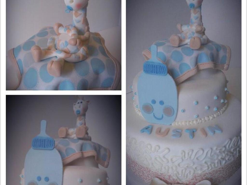 Baby Shower Cake Ribbon And Blanket Made With Fondant And Edible